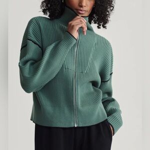 Varley “Carmen Knit” Zip Sweater Deep Pine Green